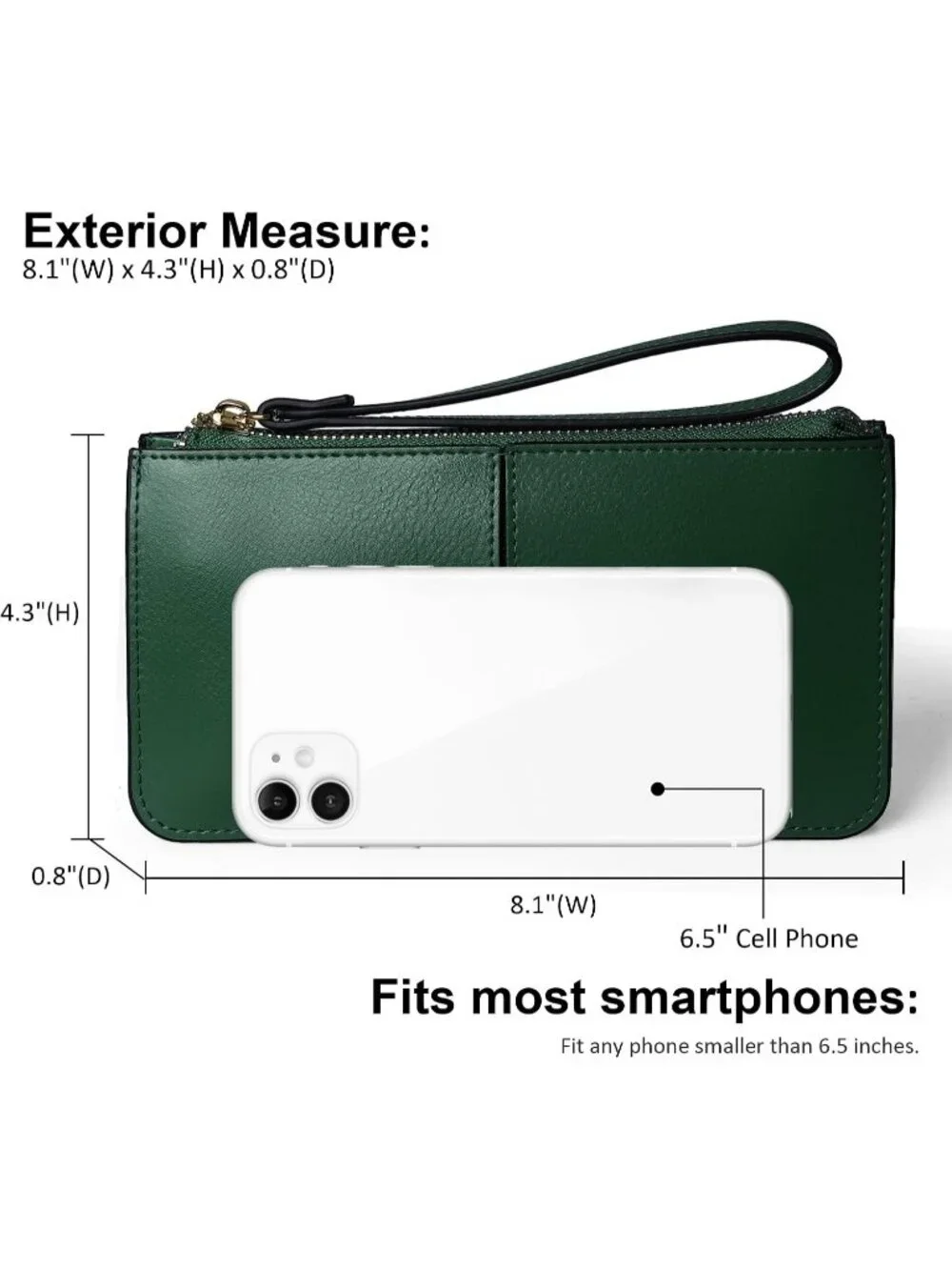 Women's Sacramento Green Leather Wristlet Clutch Wallet redit Card Holder Purse